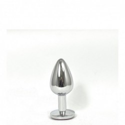 Stainless Steel Anal Plug with Red Glass Diamond, S, 7 cm (2,75 in), Ø 2,8 cm (1,1 in) - TOYS