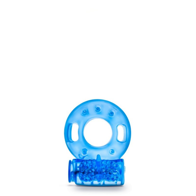 Blush Stay Hard, Vibrating Stretch Cockring, TPE, Blue, Ø 1,9 cm (0,75 in) - TOYS