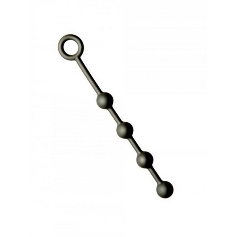 Anal Chain, Rubber Cord, Silicone, S-S-S-S, Black - TOYS